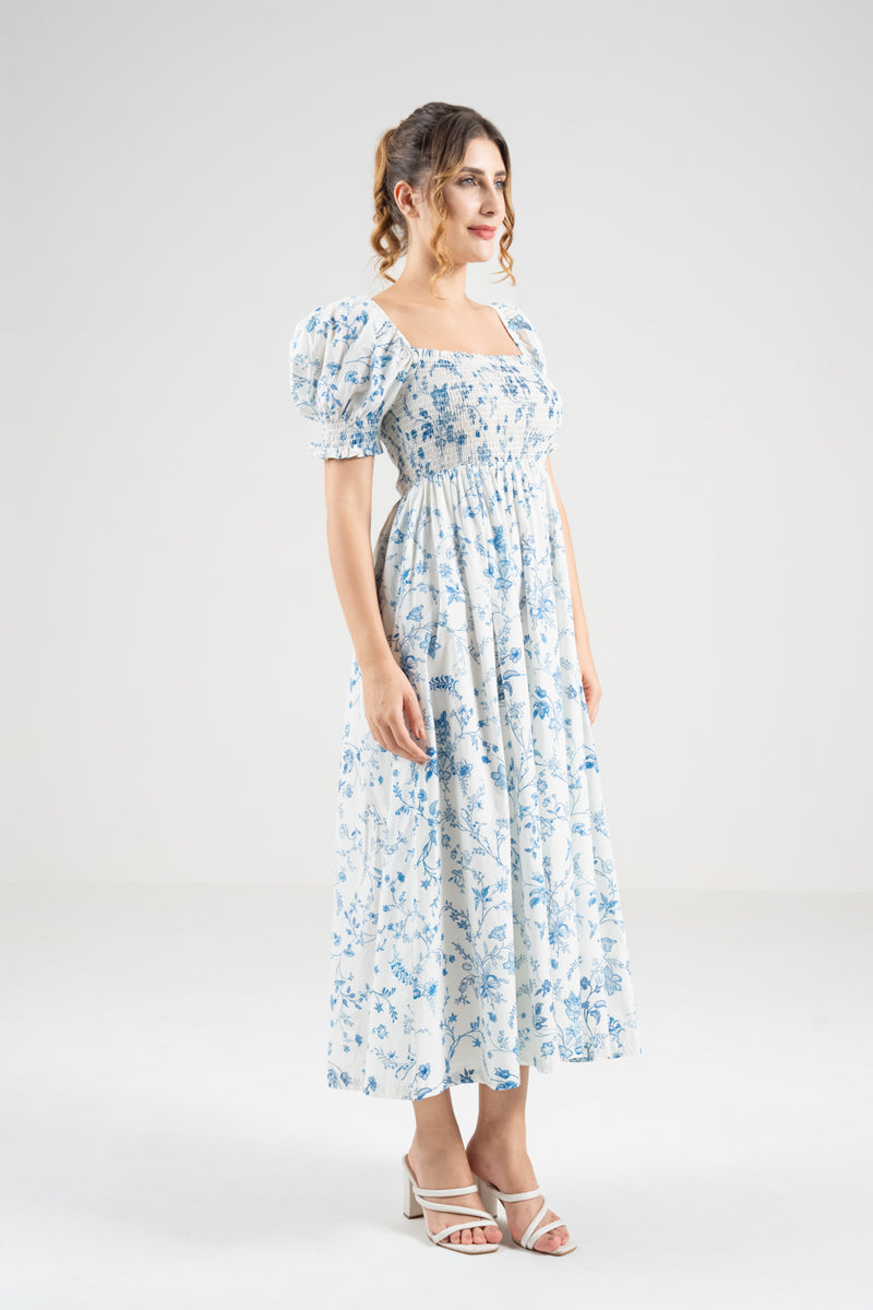 The Signature Puff Sleeve Dress – Island Blue