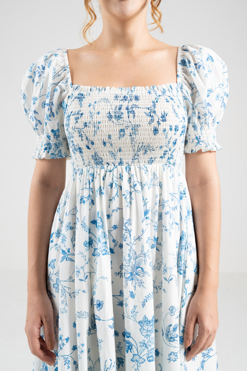 The Signature Puff Sleeve Dress – Island Blue