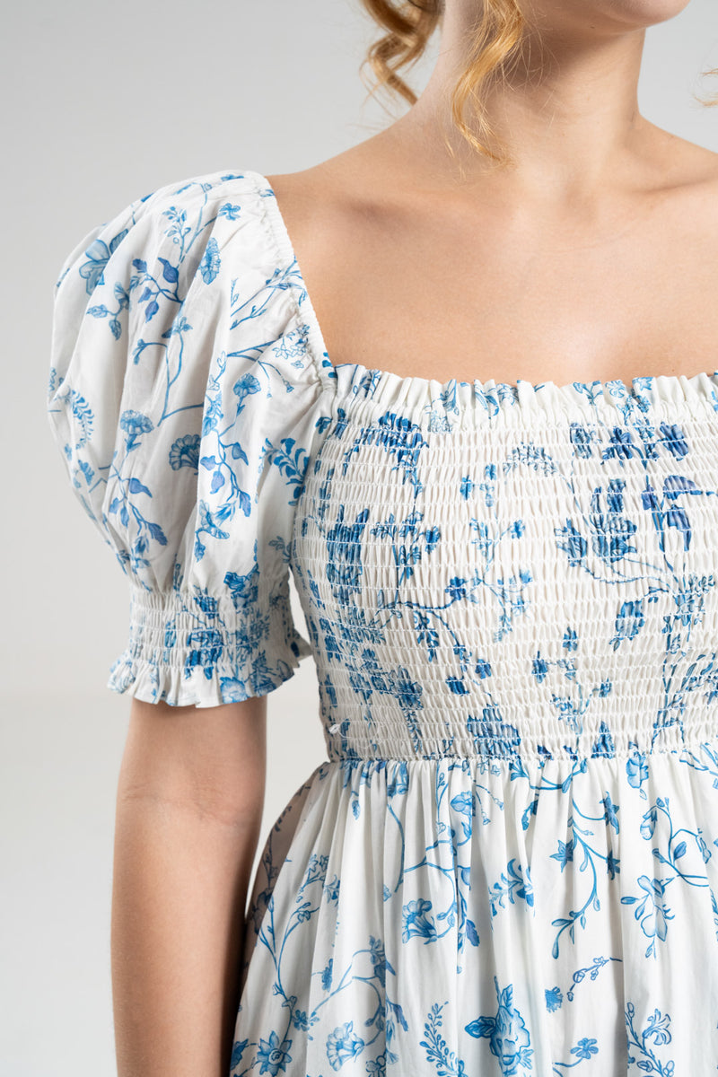 The Signature Puff Sleeve Dress – Island Blue