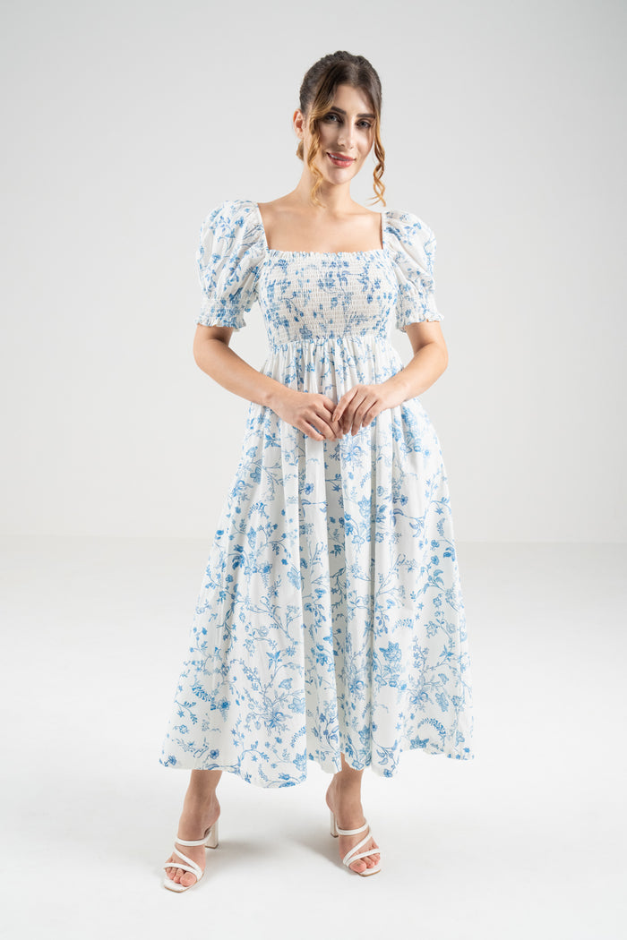 The Signature Puff Sleeve Dress – Island Blue