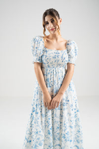 The Signature Puff Sleeve Dress – Island Blue