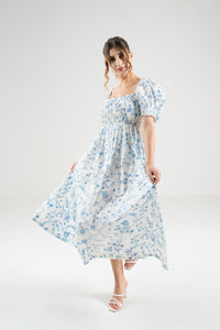 The Signature Puff Sleeve Dress – Island Blue