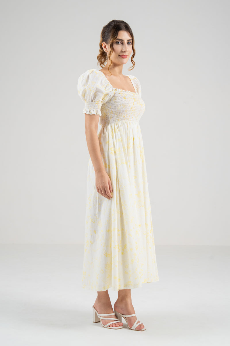 The Signature Puff Sleeve Dress – Lemon Yellow