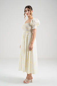 The Signature Puff Sleeve Dress – Lemon Yellow