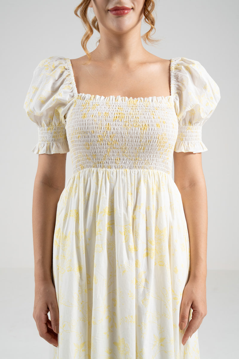 The Signature Puff Sleeve Dress – Lemon Yellow