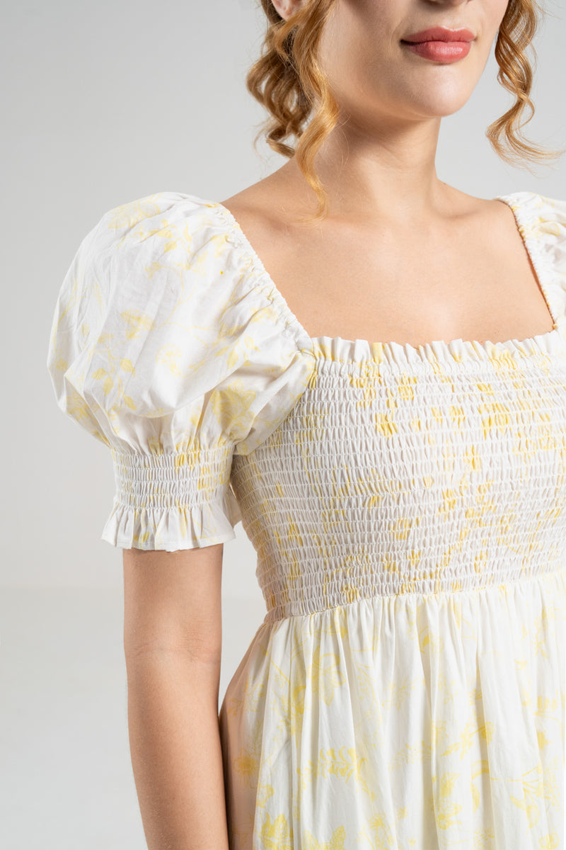 The Signature Puff Sleeve Dress – Lemon Yellow