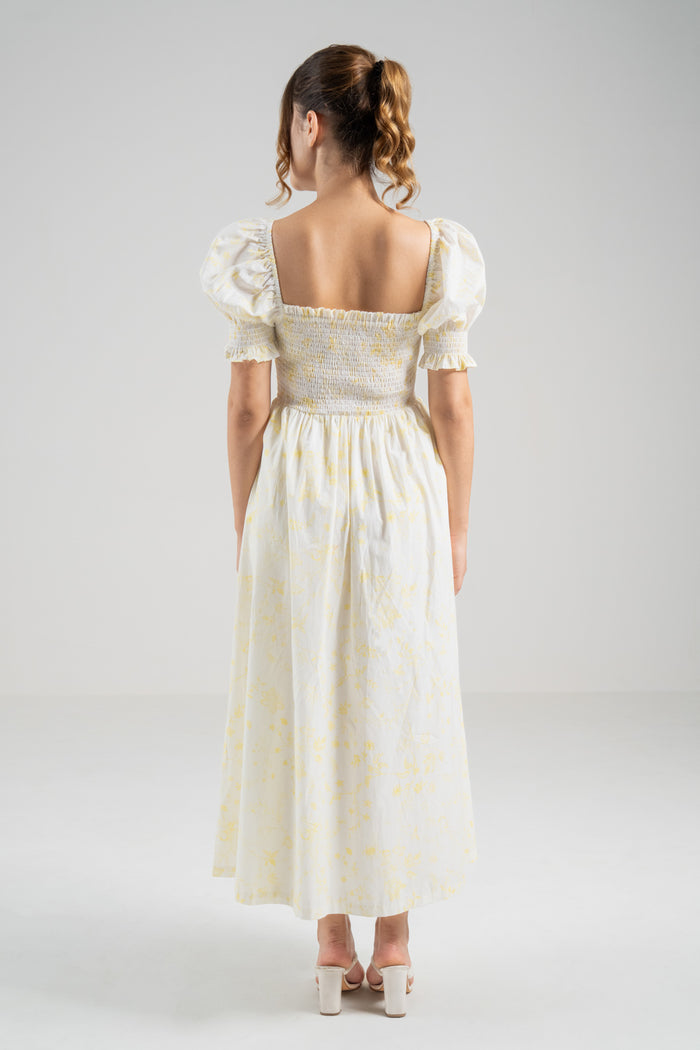 The Signature Puff Sleeve Dress – Lemon Yellow