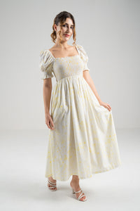 The Signature Puff Sleeve Dress – Lemon Yellow