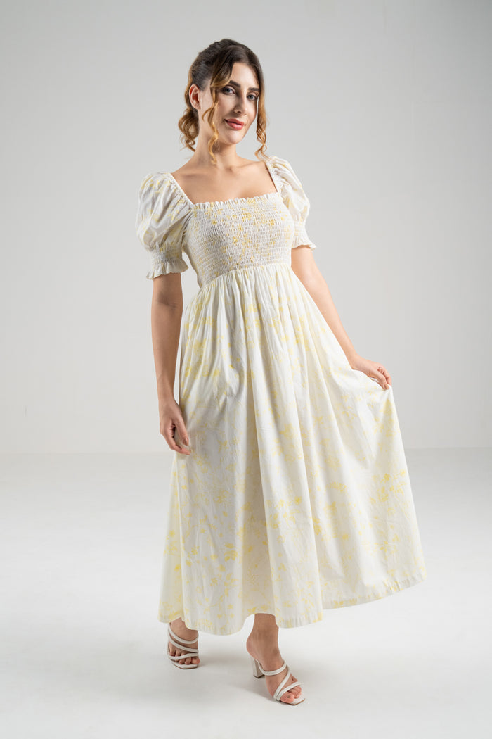 The Signature Puff Sleeve Dress – Lemon Yellow