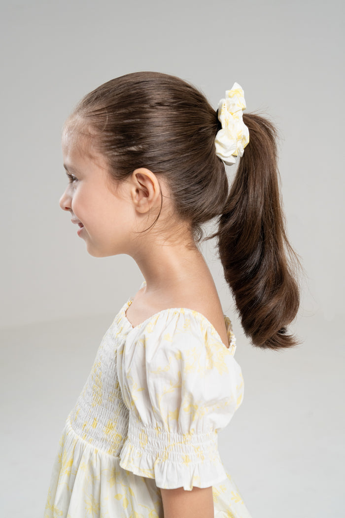 Signature Print Hair Scrunchie – Lemon Yellow