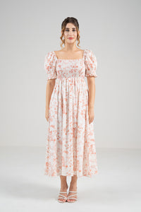 The Signature Puff Sleeve Dress – Coral Red