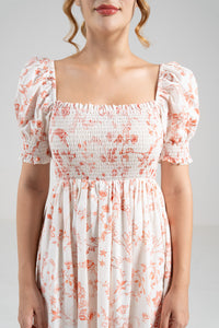 The Signature Puff Sleeve Dress – Coral Red