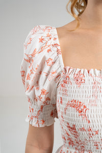 The Signature Puff Sleeve Dress – Coral Red
