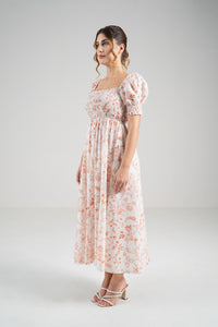 The Signature Puff Sleeve Dress – Coral Red