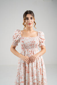 The Signature Puff Sleeve Dress – Coral Red