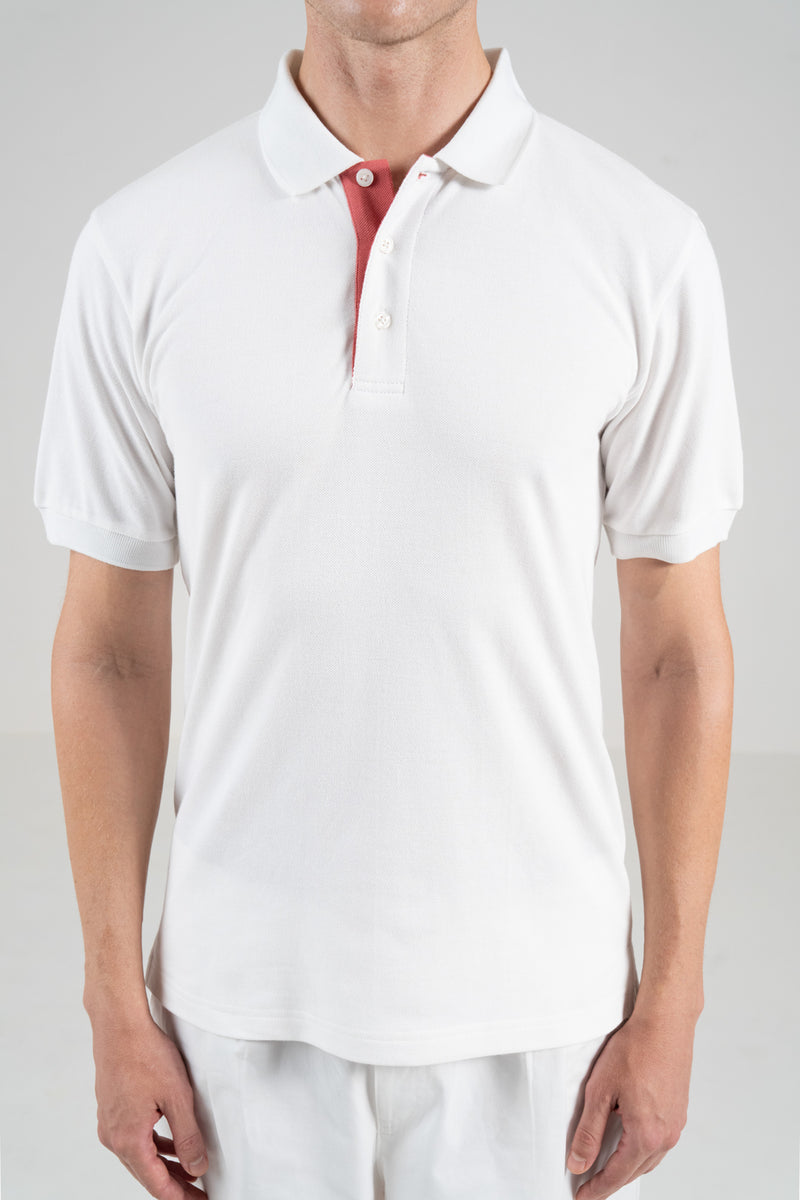Unisex Polo Shirt – Coral Red Trim