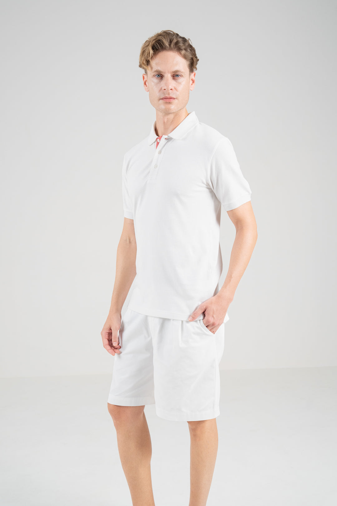 Unisex Polo Shirt – Coral Red Trim