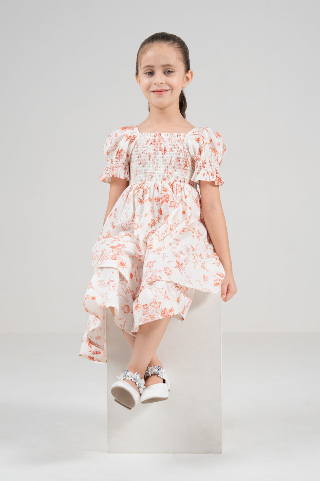 The Signature Mini Puff Sleeve Dress – Coral Red