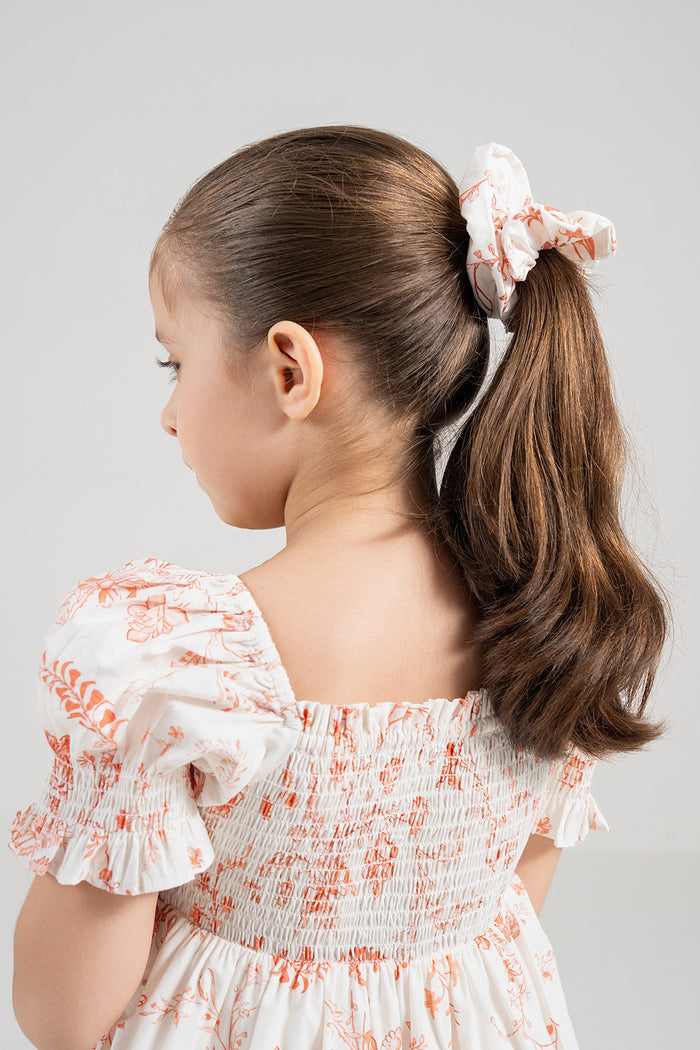 Signature Print Hair Scrunchie – Coral Red