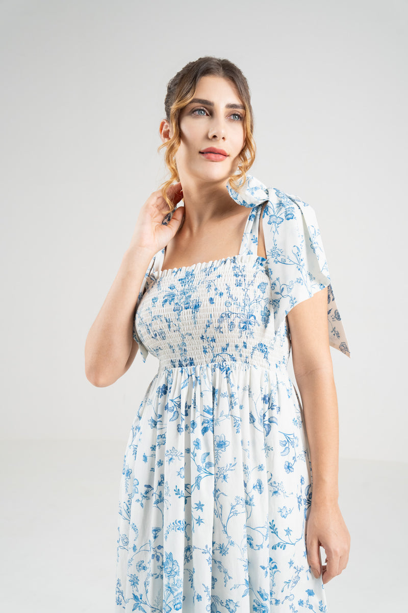 The Signature Bow-Tie Dress – Island Blue